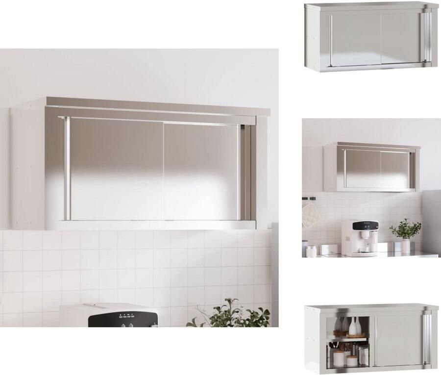 VidaXL Keukenwandkast Keukenwandkasten Wandkast Opbergkast Keukenwandkast met schuifdeuren roestvrijstaal