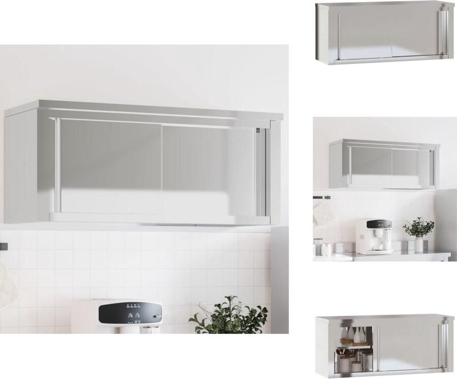 VidaXL Keukenwandkast Keukenwandkasten Wandkast Opbergkast Keukenwandkast met schuifdeuren roestvrijstaal