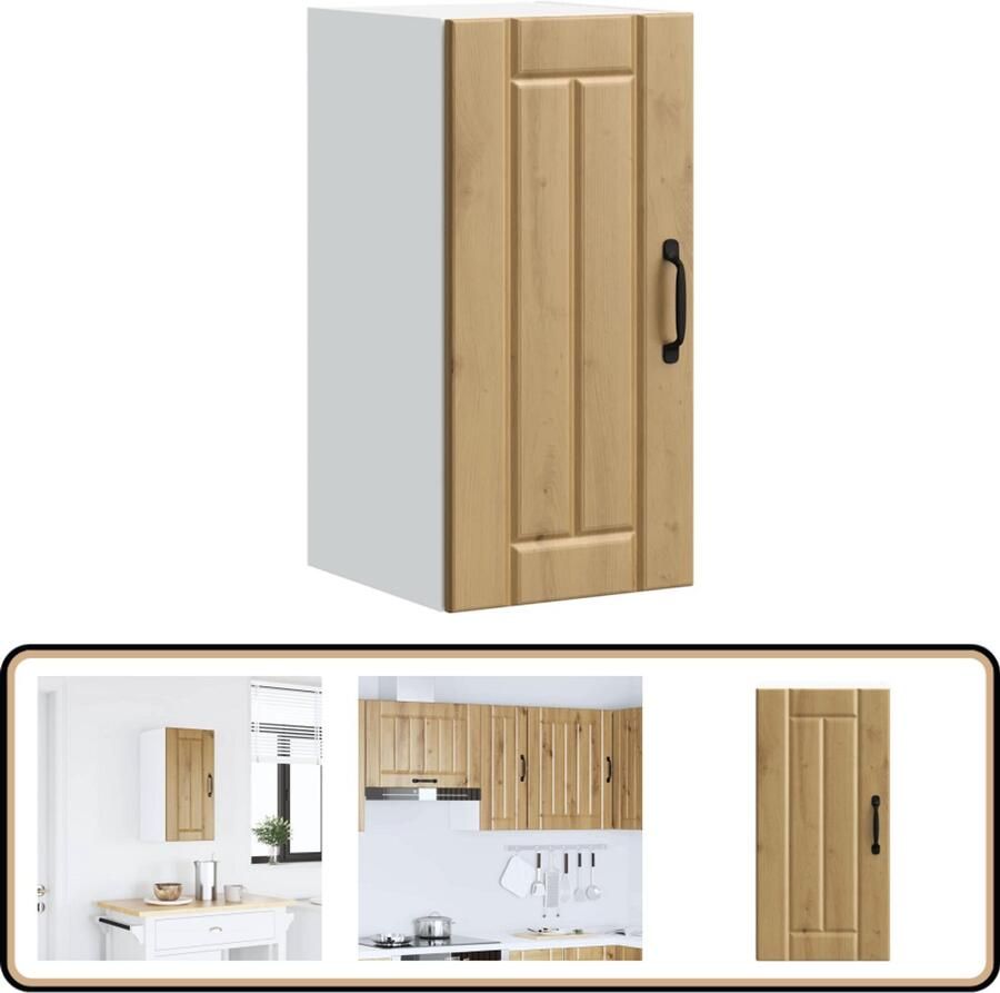 VidaXL Keukenwandkast Lucca 30x31x60 cm Eikenhout Keukenwandkast Houten Kast Opbergkast Keukenopstelling Wandmontage