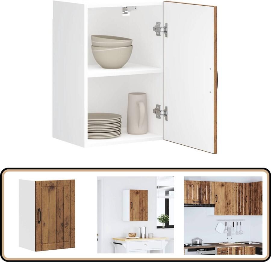 VidaXL Keukenwandkast Lucca 40x31x60 cm Houtkleur Keukenwandkast Houten Kast Opslagoplossing Keukeninrichting Badkamerkast