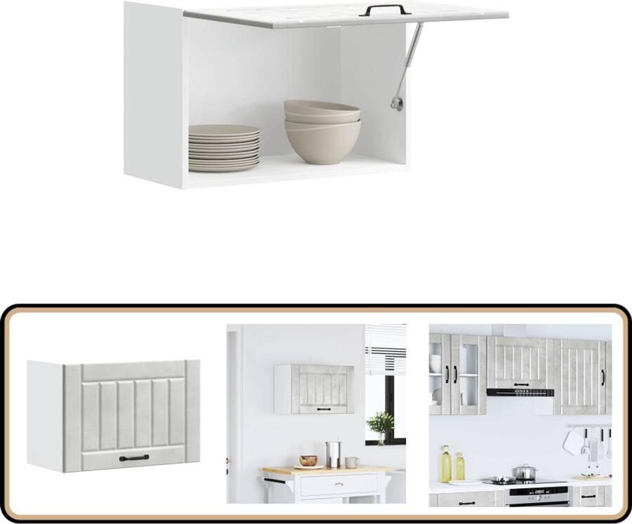 VidaXL Keukenwandkast Lucca betongrijs 60x31x40 cm Keukenwandkast Keukenopbergruimte Houten Keukenkast Betongrijs Lucca Serie