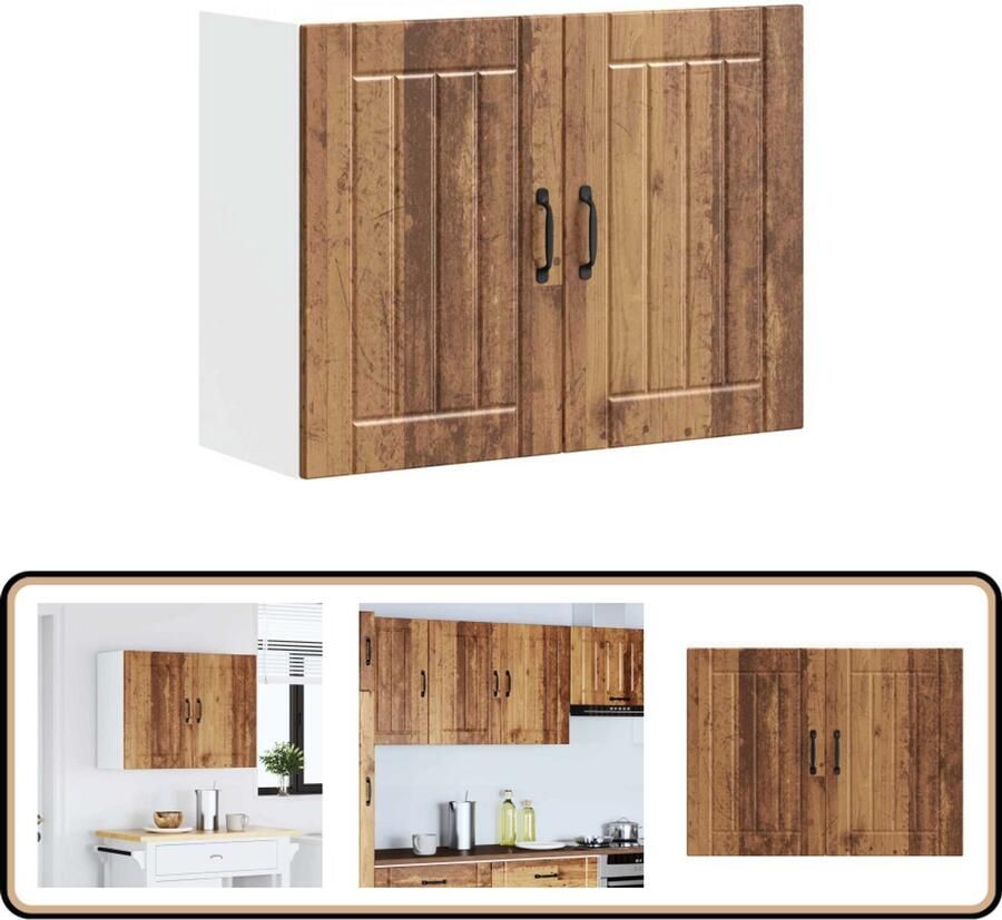 VidaXL Keukenwandkast Lucca Bewerkt hout 80x31x60 cm Keukenwandkast Houten Kast Opbergkast Keuken Wandkast Keuken Lucca Serie