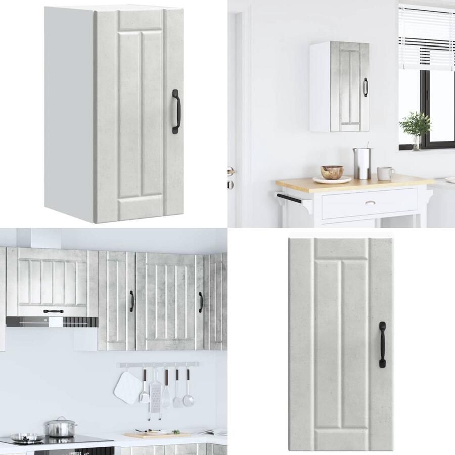 VidaXL Keukenwandkast Lucca bewerkt hout betongrijs Keuken Wandkast Keuken Wandkasten Keuken Wandmeubel Gemonteerde Wandkast
