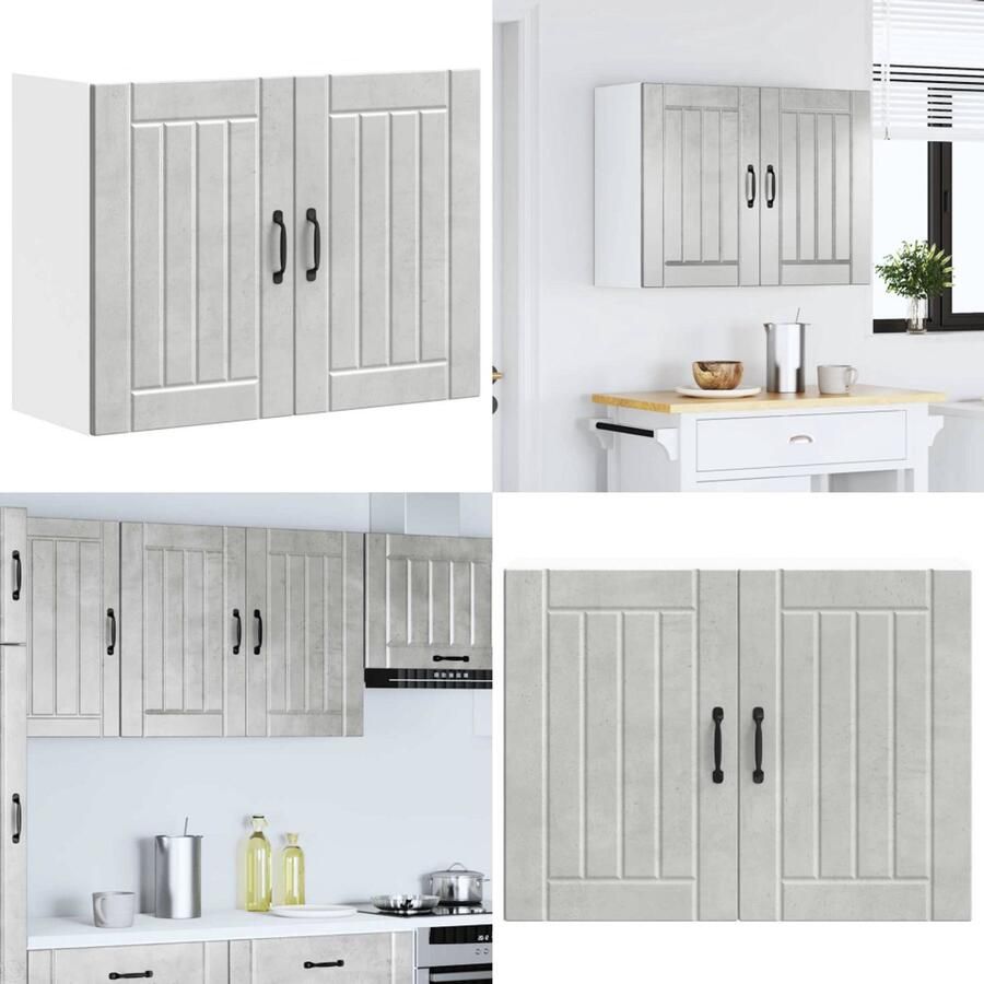 VidaXL Keukenwandkast Lucca bewerkt hout betongrijs Keuken Wandkast Keuken Wandkasten Keuken Wandmeubel Gemonteerde Wandkast