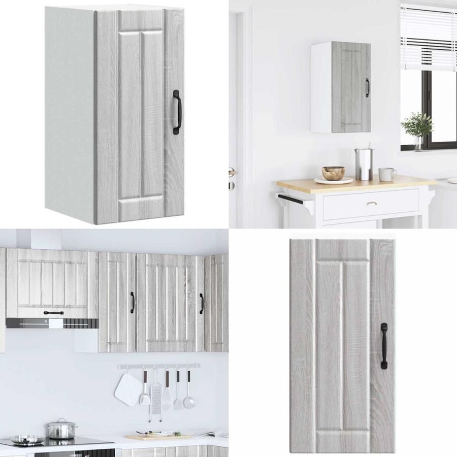 VidaXL Keukenwandkast Lucca bewerkt hout grijs sonoma eikenkleur Keuken Wandkast Keuken Wandkasten Keuken Wandmeubel Gemonteerde Wandkast - Foto 5
