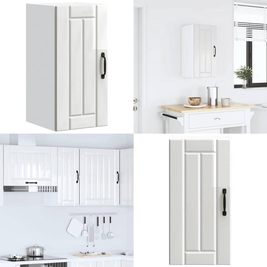 VidaXL Keukenwandkast Lucca bewerkt hout hoogglans wit Keuken Wandkast Keuken Wandkasten Keuken Wandmeubel Gemonteerde Wandkast