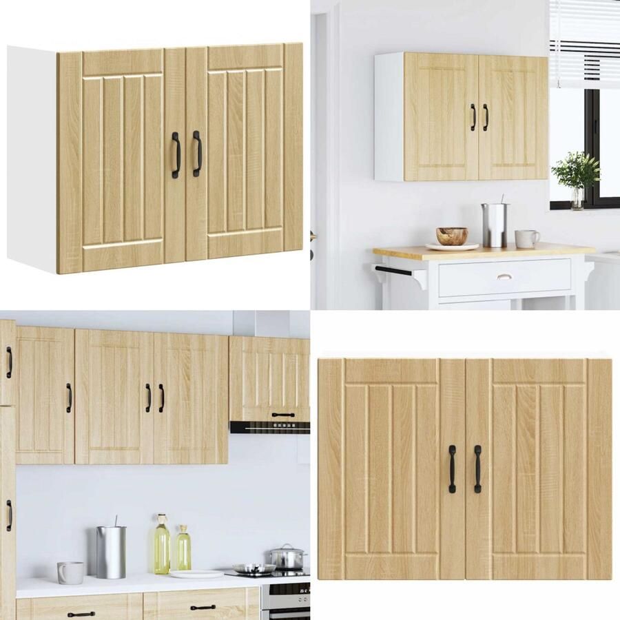 VidaXL Keukenwandkast Lucca bewerkt hout sonoma eikenkleurig Keuken Wandkast Keuken Wandkasten Keuken Wandmeubel Gemonteerde Wandkast