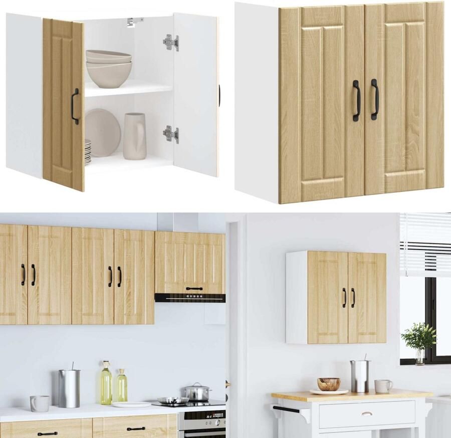 VidaXL Keukenwandkast Lucca bewerkt hout sonoma eikenkleurig Keuken Wandkast Keuken Wandkasten Keuken Wandmeubel Gemonteerde Wandkast