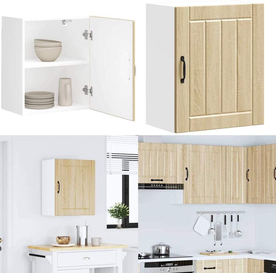 VidaXL Keukenwandkast Lucca bewerkt hout sonoma eikenkleurig Keuken Wandkast Keuken Wandkasten Keuken Wandmeubel Gemonteerde Wandkast