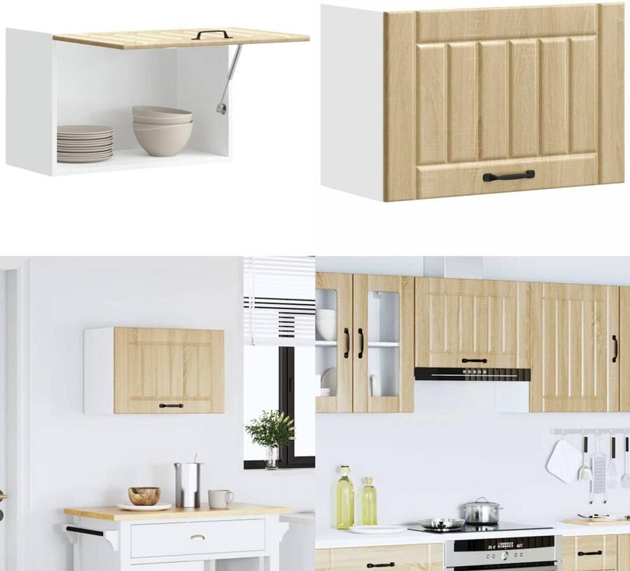 VidaXL Keukenwandkast Lucca bewerkt hout sonoma eikenkleurig Keuken Wandkast Keuken Wandkasten Keuken Wandmeubel Gemonteerde Wandkast - Foto 3