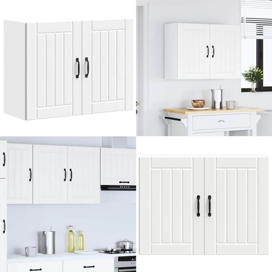 VidaXL Keukenwandkast Lucca bewerkt hout wit Keuken Wandkast Keuken Wandkasten Keuken Wandmeubel Gemonteerde Wandkast