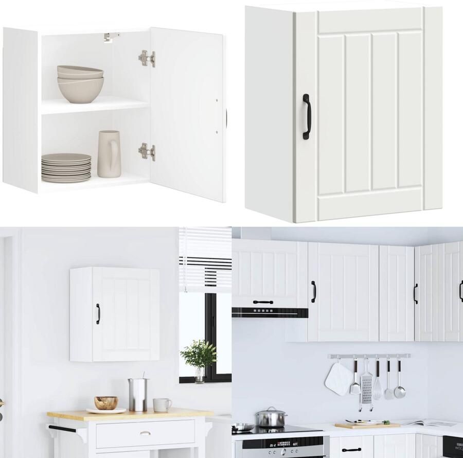 VidaXL Keukenwandkast Lucca bewerkt hout wit Keuken Wandkast Keuken Wandkasten Keuken Wandmeubel Gemonteerde Wandkast