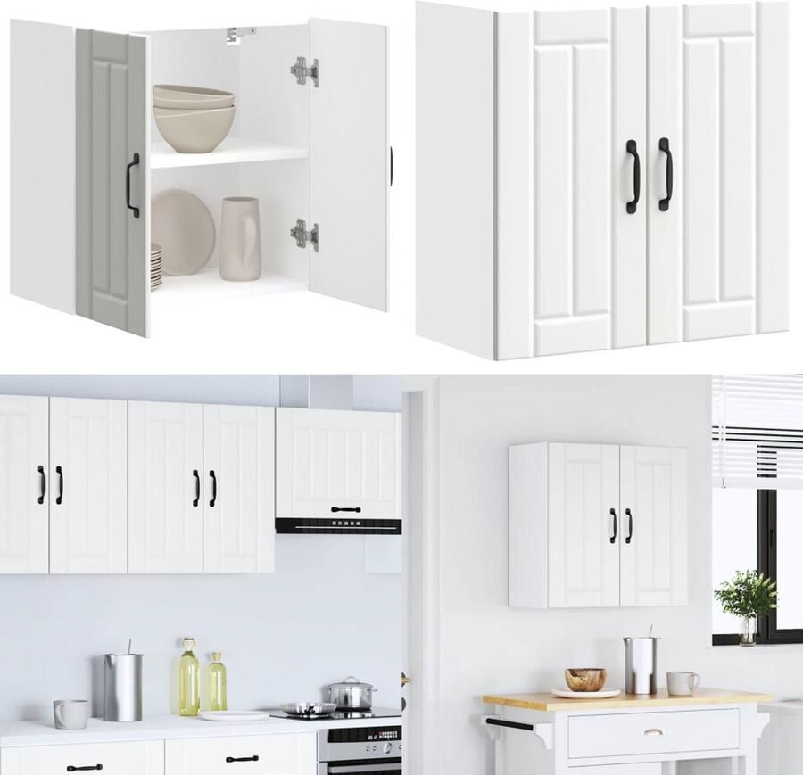 VidaXL Keukenwandkast Lucca bewerkt hout wit Keuken Wandkast Keuken Wandkasten Keuken Wandmeubel Gemonteerde Wandkast