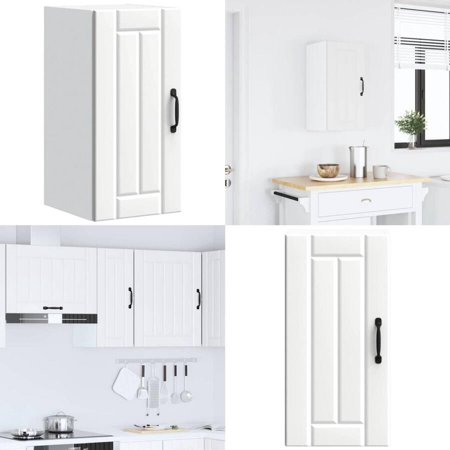 VidaXL Keukenwandkast Lucca bewerkt hout wit Keuken Wandkast Keuken Wandkasten Keuken Wandmeubel Gemonteerde Wandkast - Foto 3