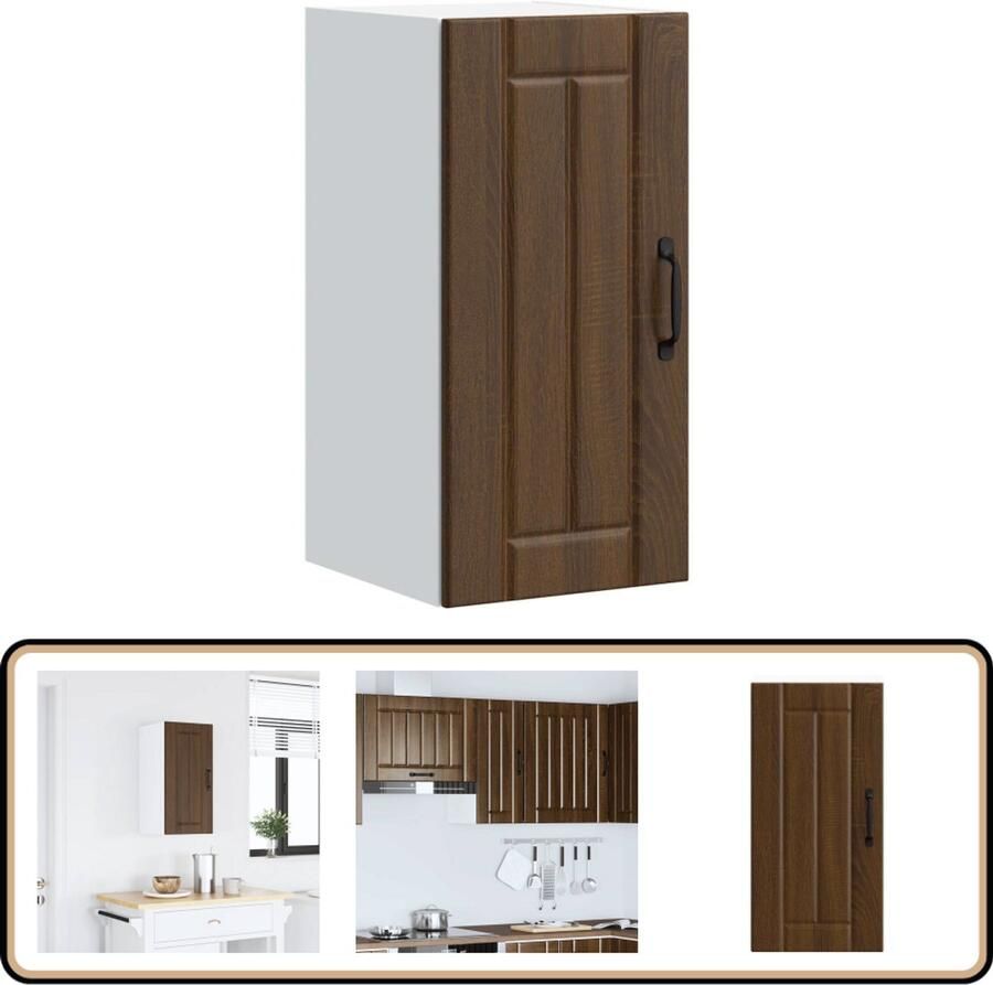VidaXL Keukenwandkast Lucca Bruin eiken 60x31x30 cm Keukenwandkast Houten Keukenkast Opslagoplossing Keuken Organisatie Hangend Kastje Keuken