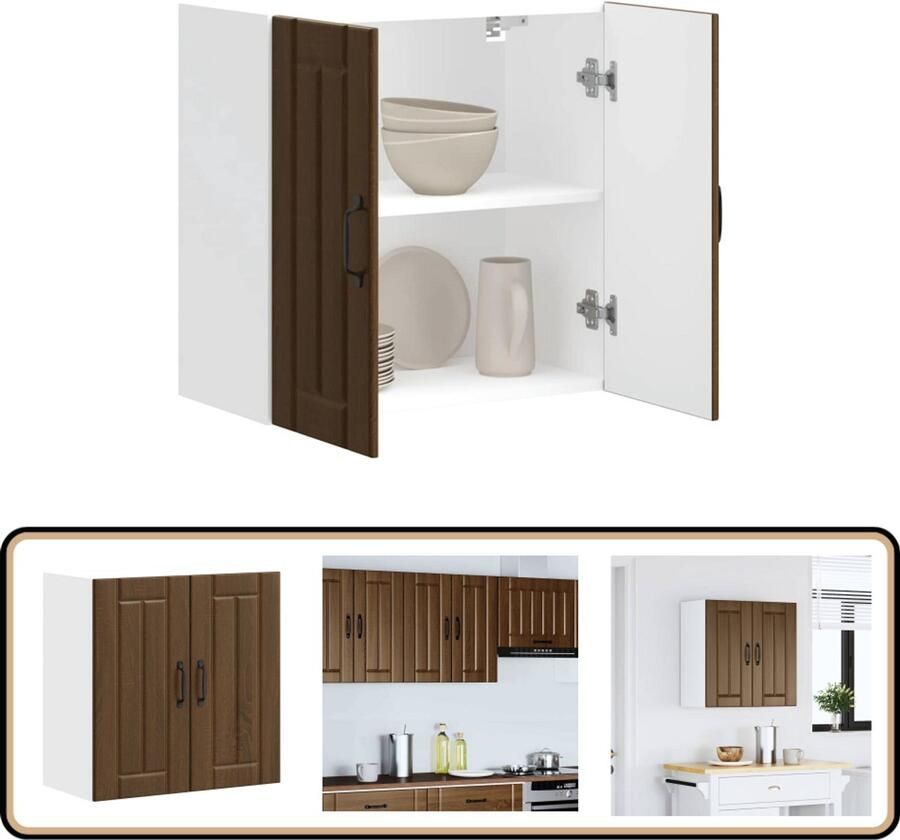 VidaXL Keukenwandkast Lucca Bruin Eiken 60x31x60 cm Keukenkast Wandkast Opslagruimte Houten Kast Bruine Eiken Kleur