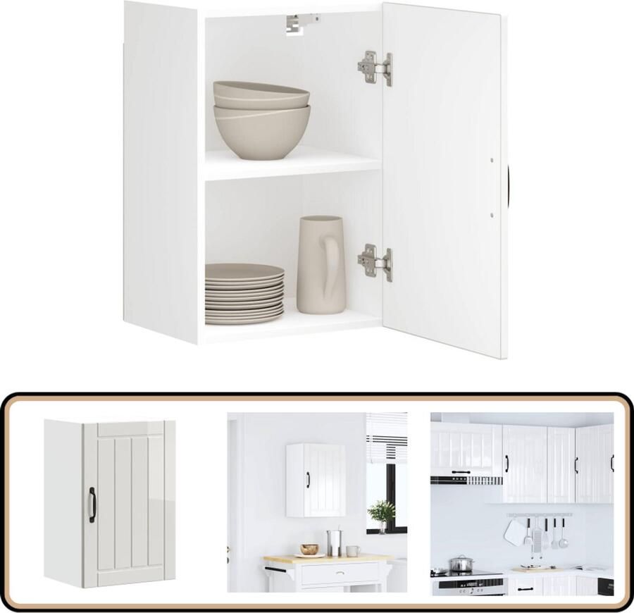 VidaXL Keukenwandkast Lucca Hoogglans Wit Keukenkast Wandkast Opslagoplossing Keukeninrichting Houten Kast