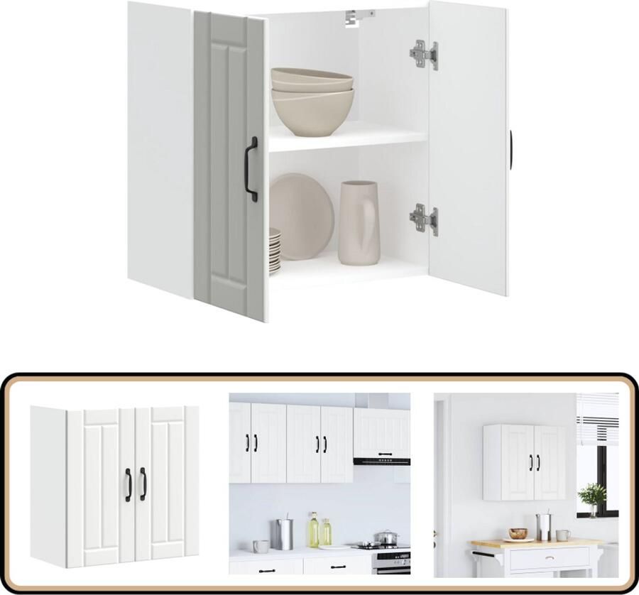 VidaXL Keukenwandkast Lucca Wit 60x31x60 cm Keukenkast Wandkast Opbergruimte Houten Kast Witte Keuken