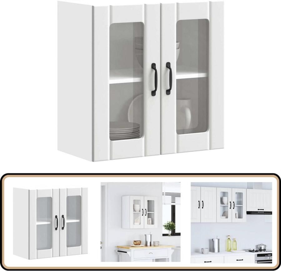 VidaXL Keukenwandkast Lucca Wit 60x31x60 cm Keukenkast Wandkast Opbergruimte Keukeninrichting Houten Kast