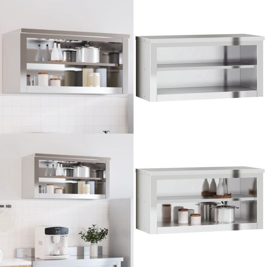 VidaXL Keukenwandkast met schap roestvrij staal Keukenwandkast Keukenwandkasten Wandkast Opbergkast