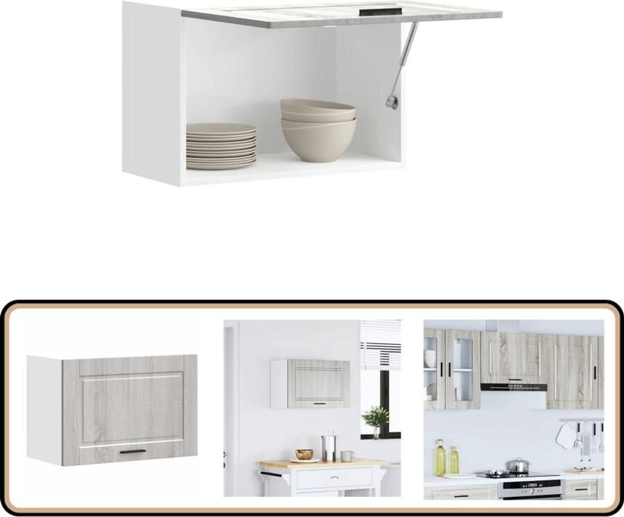 VidaXL Keukenwandkast Porto 60 cm Grijs Eiken Keukenwandkast Keukenopbergruimte Houten Keukenkast Grijze Keukenkast Sonome Eiken