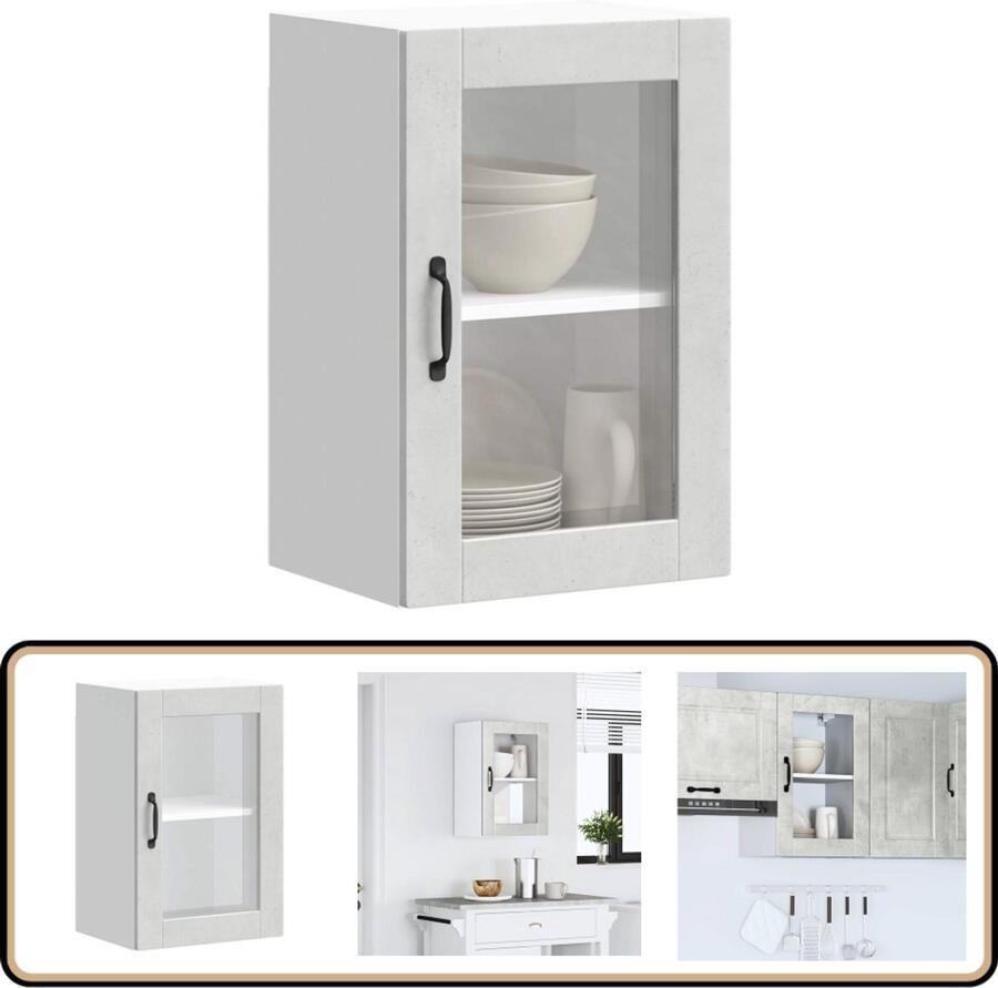 VidaXL Keukenwandkast Porto Betongrijs Keukenkast Wandkast Opslagruimte Keukeninrichting Houten Kast