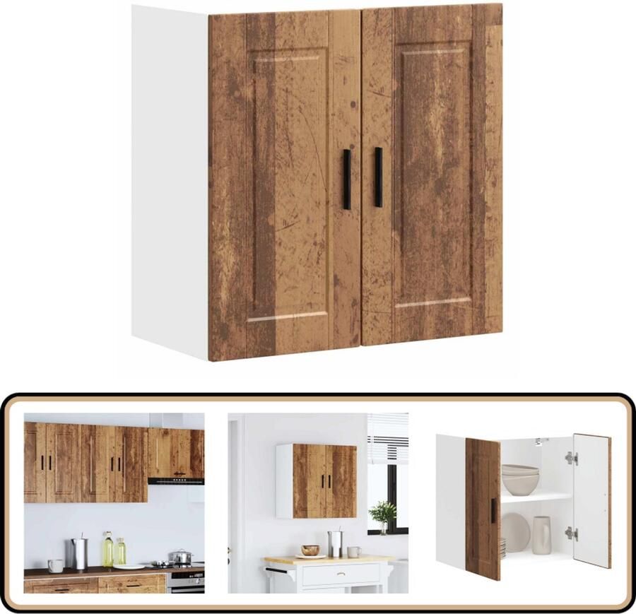 VidaXL Keukenwandkast Porto Bewerkt hout 60 cm Keukenwandkast Houten Kast Opbergkast Keukenopslag Badkamerkast