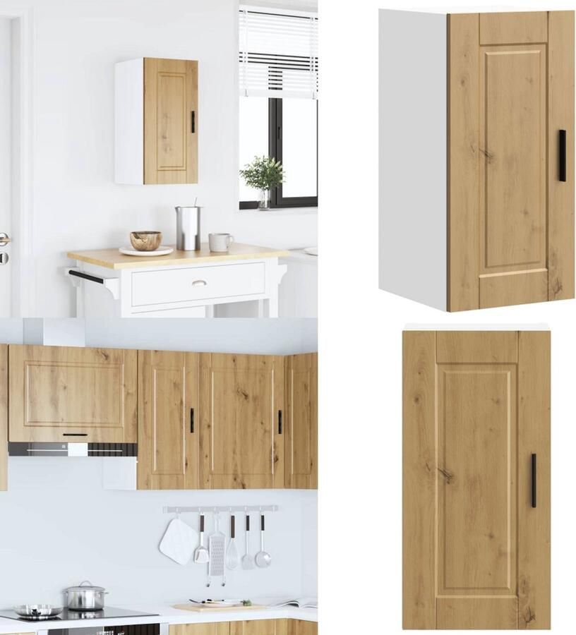 VidaXL Keukenwandkast Porto bewerkt hout artisanaal eikenkleur Keuken Wandkast Keuken Wandkasten Keuken Wandmeubel Gemonteerde Wandkast - Foto 4