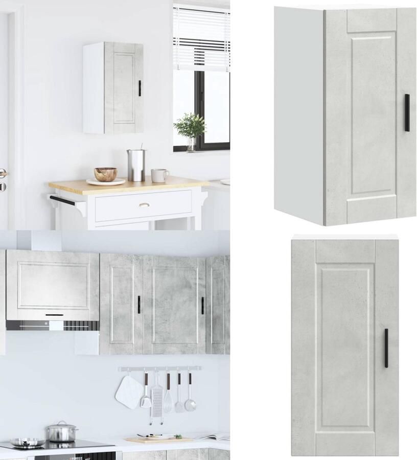 VidaXL Keukenwandkast Porto bewerkt hout betongrijs Keuken Wandkast Keuken Wandkasten Keuken Wandmeubel Gemonteerde Wandkast