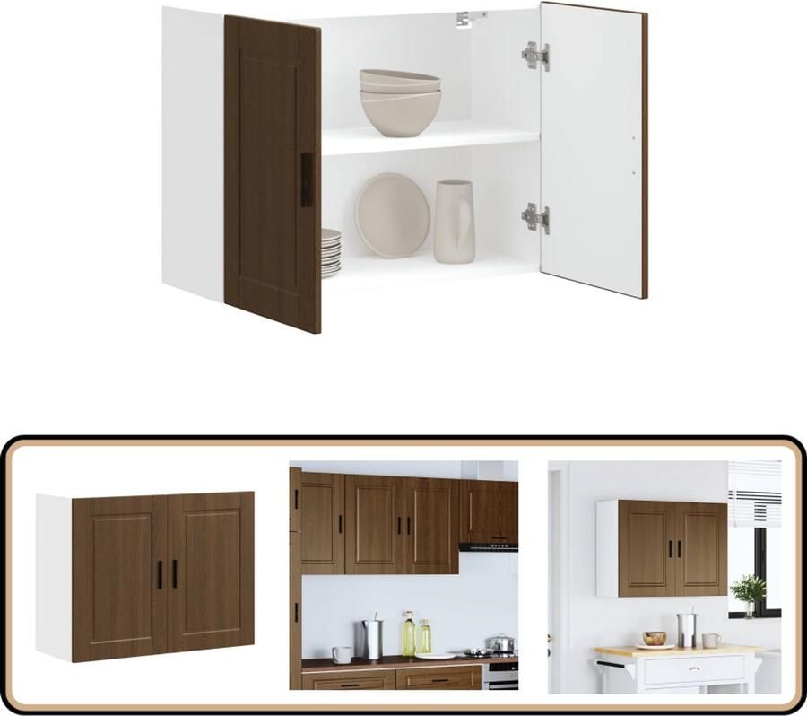 VidaXL Keukenwandkast Porto Bewerkt Hout Bruin Eiken Keukenkast Wandkast Opbergruimte Houten Kast Bruine Eiken