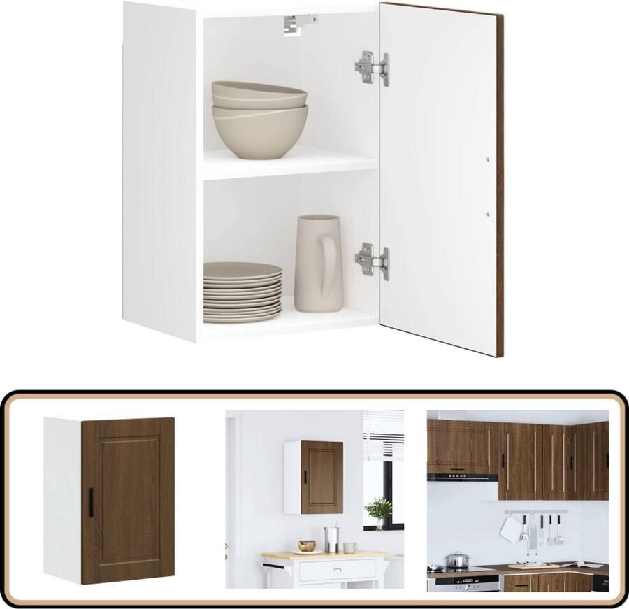 VidaXL Keukenwandkast Porto Bewerkt Hout Bruineik Keukenkast Wandkast Opbergruimte Houten Kast Bruine Eiken Kleur