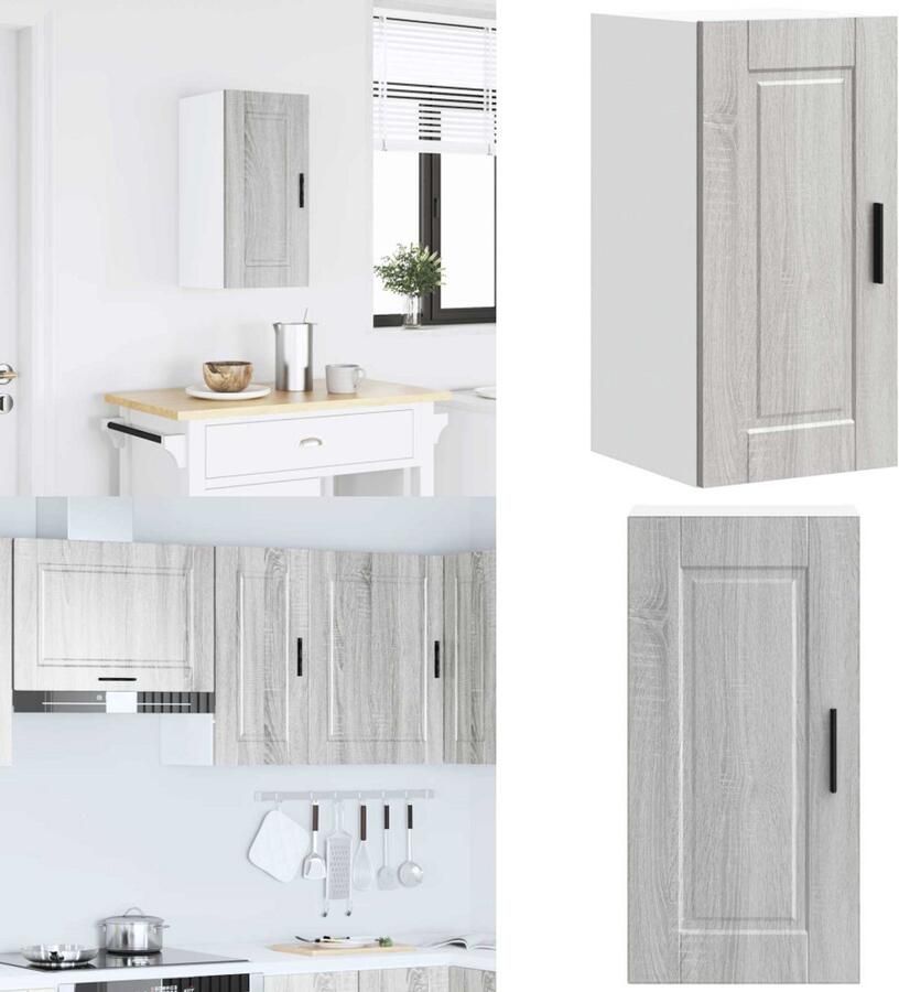 VidaXL Keukenwandkast Porto bewerkt hout grijs sonoma eiken Keuken Wandkast Keuken Wandkasten Keuken Wandmeubel Gemonteerde Wandkast