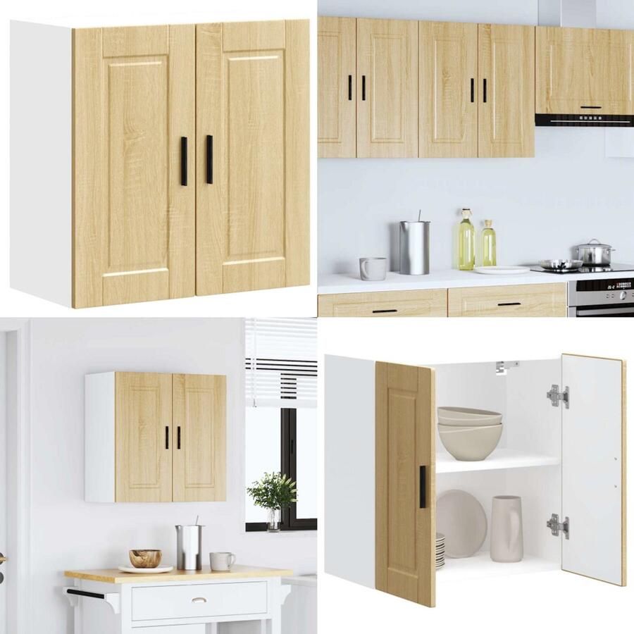 VidaXL Keukenwandkast Porto bewerkt hout sonoma eikenkleurig Keuken Wandkast Keuken Wandkasten Keuken Wandmeubel Gemonteerde Wandkast