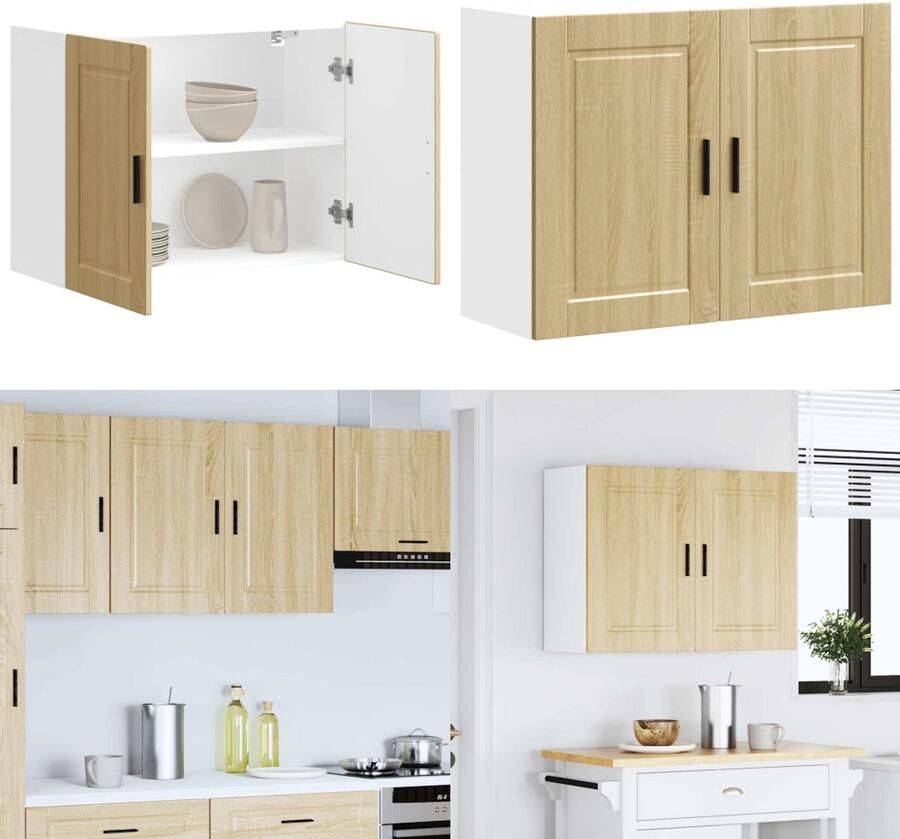 VidaXL Keukenwandkast Porto bewerkt hout sonoma eikenkleurig Keuken Wandkast Keuken Wandkasten Keuken Wandmeubel Gemonteerde Wandkast