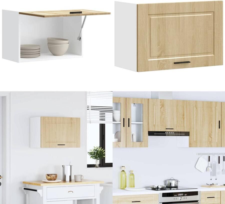 VidaXL Keukenwandkast Porto bewerkt hout sonoma eikenkleurig Keuken Wandkast Keuken Wandkasten Keuken Wandmeubel Gemonteerde Wandkast