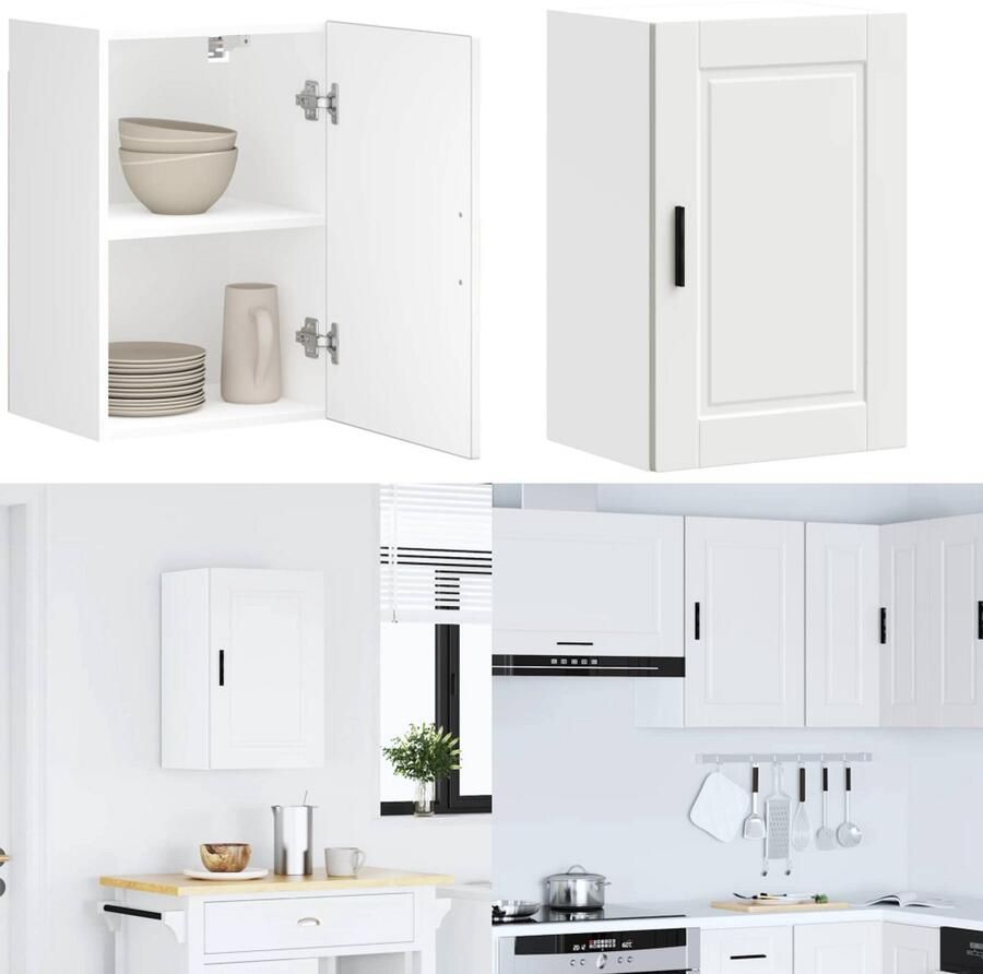 VidaXL Keukenwandkast Porto bewerkt hout wit Keuken Wandkast Keuken Wandkasten Keuken Wandmeubel Gemonteerde Wandkast