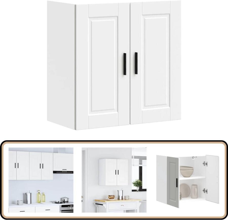 VidaXL Keukenwandkast Porto Bewerkt hout Wit Keukenkast Wandkast Opbergruimte Houten Kast Wit