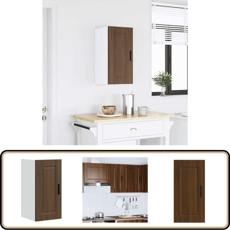 VidaXL Keukenwandkast Porto bruin eikenhout Keukenopbergruimte Wandkast Keuken Houten Keukenkast Bruine Eiken Meubels Keuken Organisatie