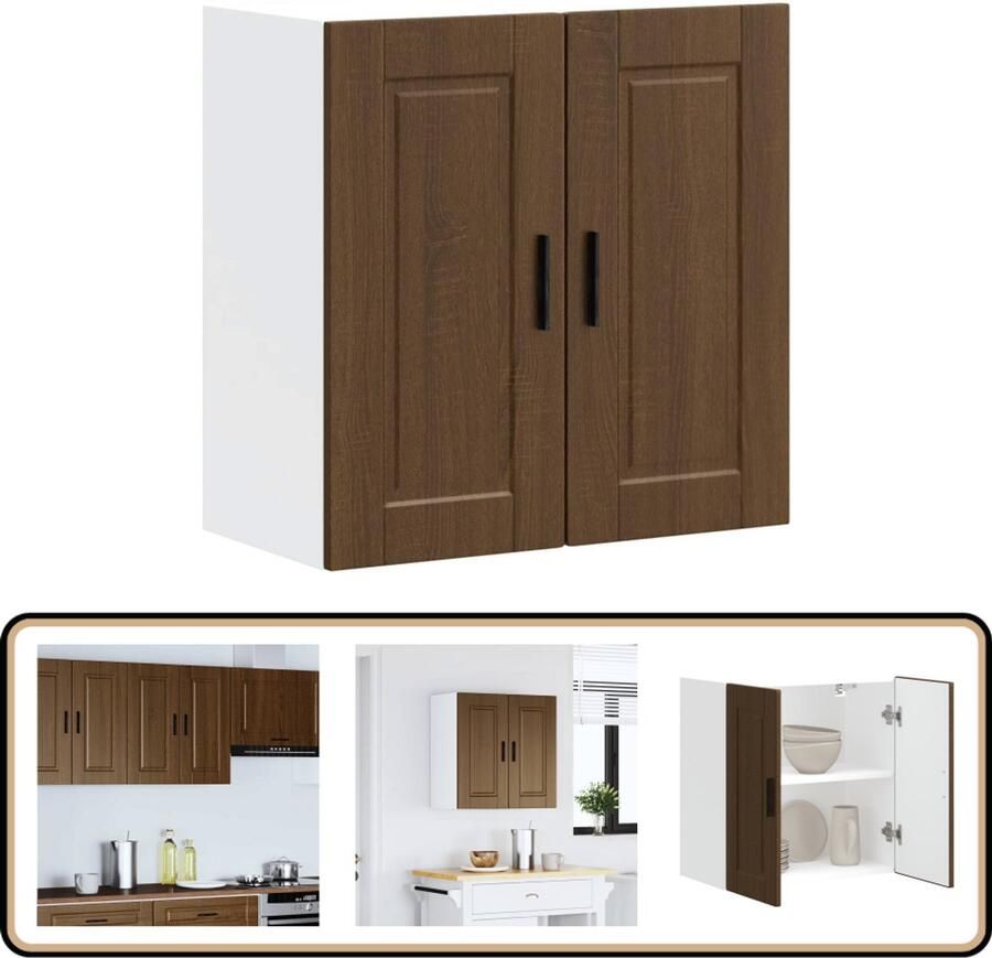 VidaXL Keukenwandkast Porto Bruineiken Stijl Keukenwandkast Houten Keukenkasten Opbergkasten Keuken Bruine Eiken Meubels Koelkast Accessoires