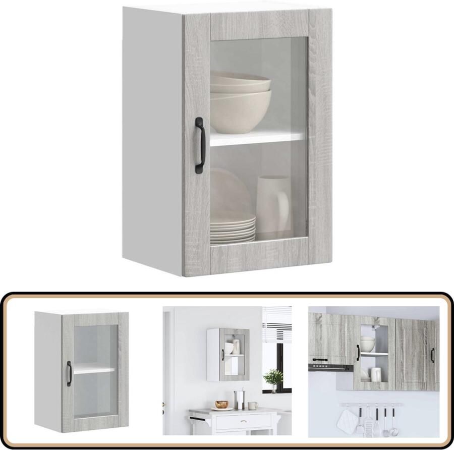 VidaXL Keukenwandkast Porto Grijs Sonoma Eiken Keukenwandkast Keukenopbergruimte Houten Keukenkast Grijze Keukenkast Eiken Keukenkast
