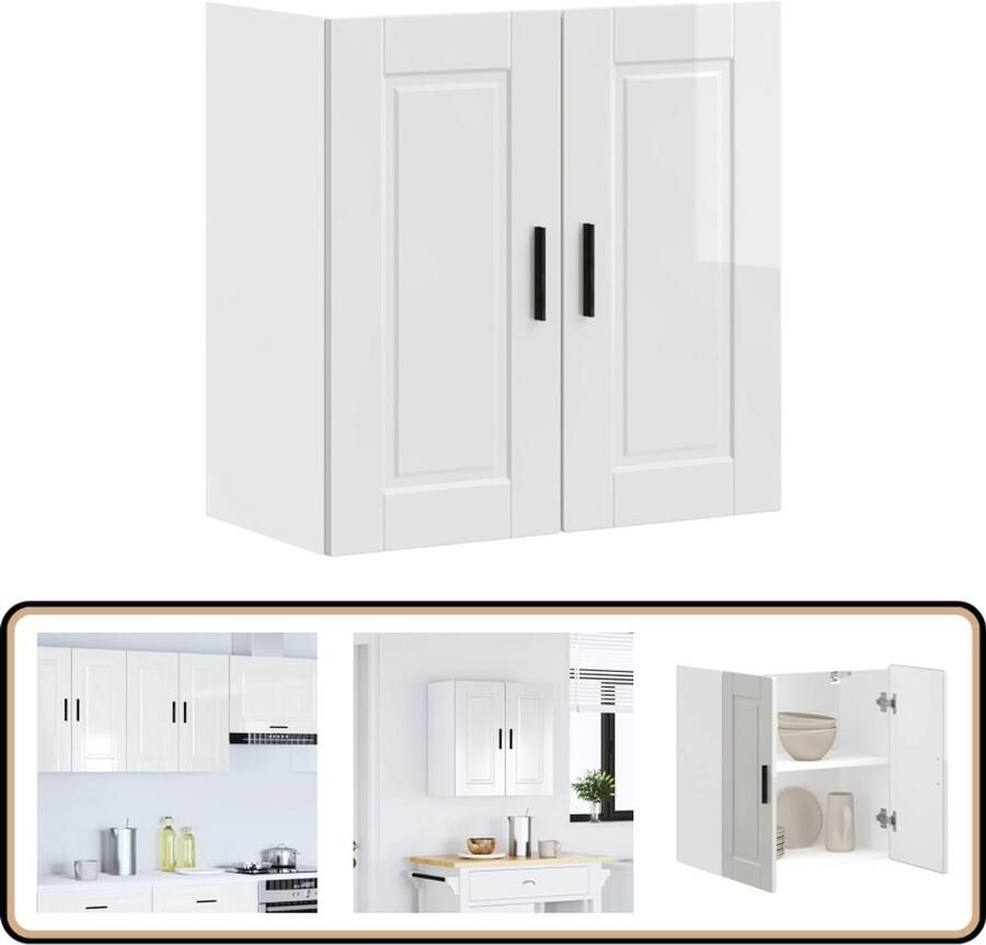 VidaXL Keukenwandkast Porto Hoogglans Wit 60x31x60 cm Keukenkast Wandkast Opslagruimte Keukeneinrichtingen Houten Kast