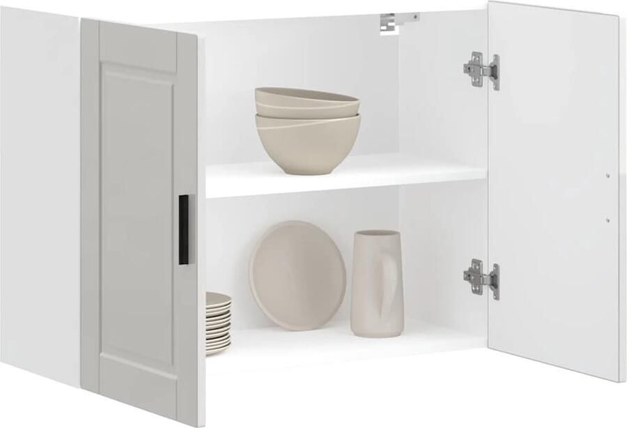 VidaXL Keukenwandkast Porto Hoogglans Wit 80 cm Keukenwandkast Keukenkasten Opbergruimte Houten Kast Witte Kast - Foto 2