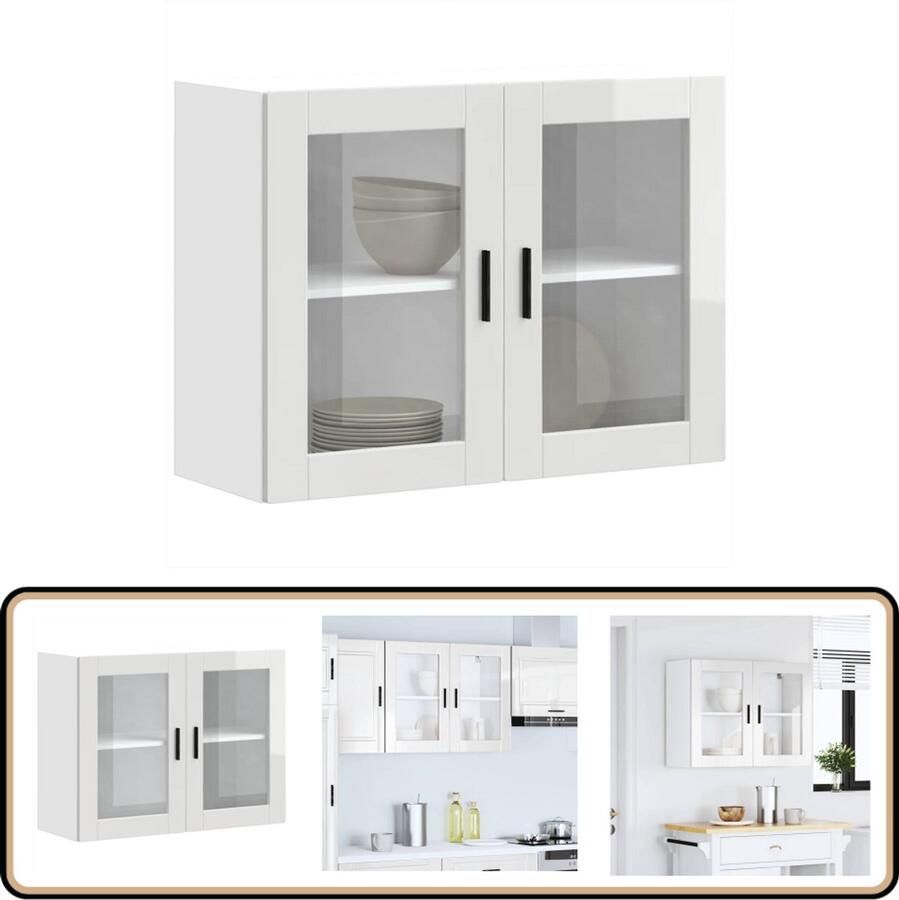 VidaXL Keukenwandkast Porto Hoogglans Wit 80x31x60 cm Keuken Kast Wandkast Opslagruimte Keukeninrichting Houten Kast