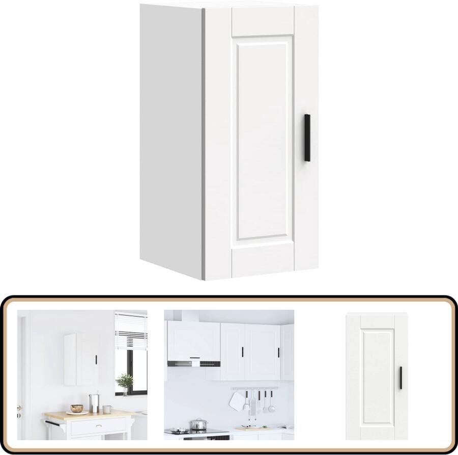 VidaXL Keukenwandkast Porto Wit Bewerkt hout Keukenkast Wandkast Opslagoplossing Keukeninrichting Houten Kast