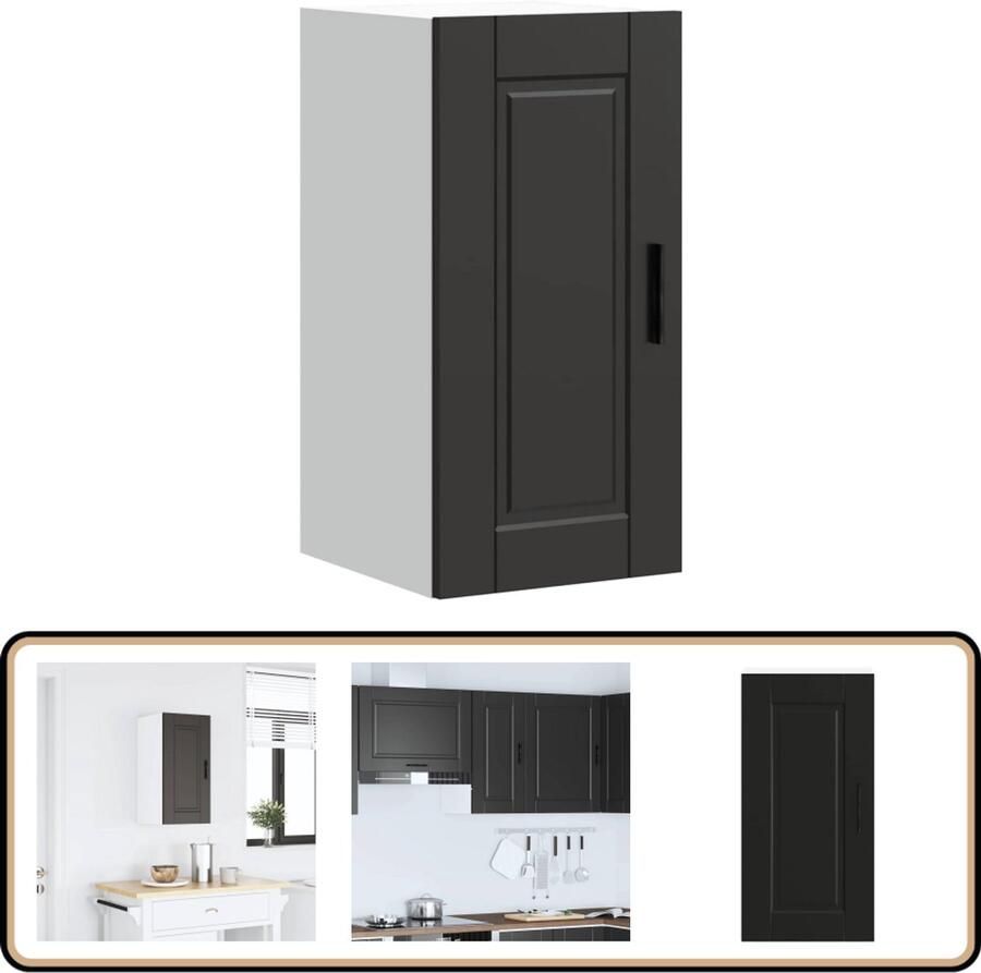 VidaXL Keukenwandkast Porto zwart 60x30x31 cm Keukenkast Wandkast Opbergruimte Houten Kast Zwarte Kast