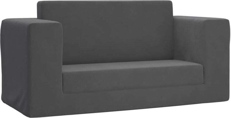 VidaXL Kids Bank Kindermeubilair Kinderslaapbank 2-zits zacht pluche antracietkleurig Kinder Sofa Slaapbank Voor Kinderen Tweezitter Kinderstoel
