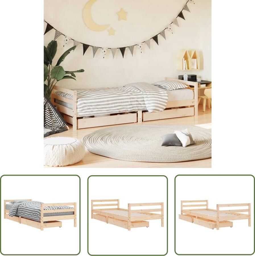 The Living Store Kinderbed Met Opberglade Massief Grenenhout 195.5 x 95.5 x 52 cm Voor kinderen van 4 jaar en ouder Montage vereist Kinderbed Kids Bed Houten Bed Grenenhouten Bed Kinderkamer Meubels