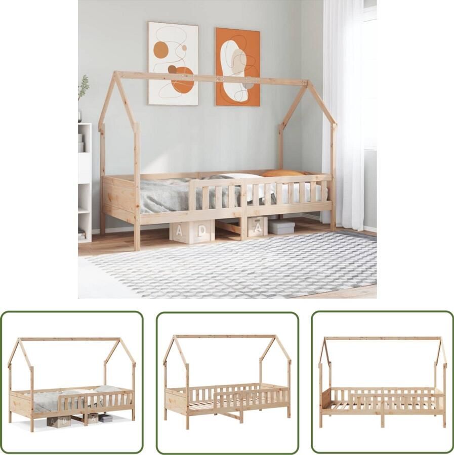 VidaXL Bedhuis massief grenenhout 80x200 cm Kinderbed Kidsbed Hout Grenenhouten Bed Speelgoedbed