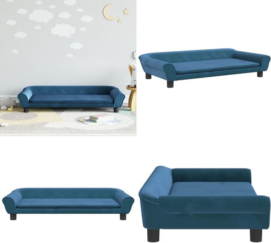 VidaXL Kinderbank 100x50x26 cm fluweel blauw Kinderbank Kinderbanken Kinder Bank Kinderbankje - Foto 2