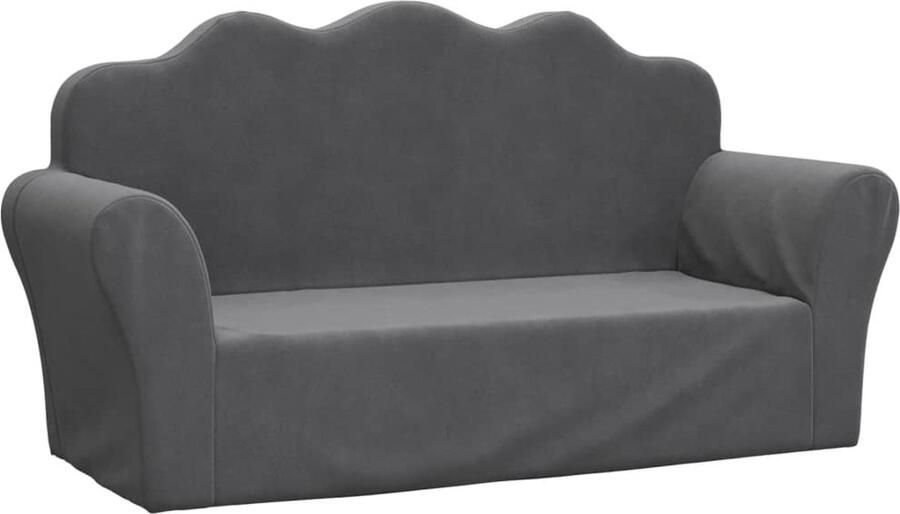 VidaXL Kinderbank Kinderbanken Kinderbankje Bank Kinderkamer Kinderbank 2-zits zacht pluche antracietkleurig